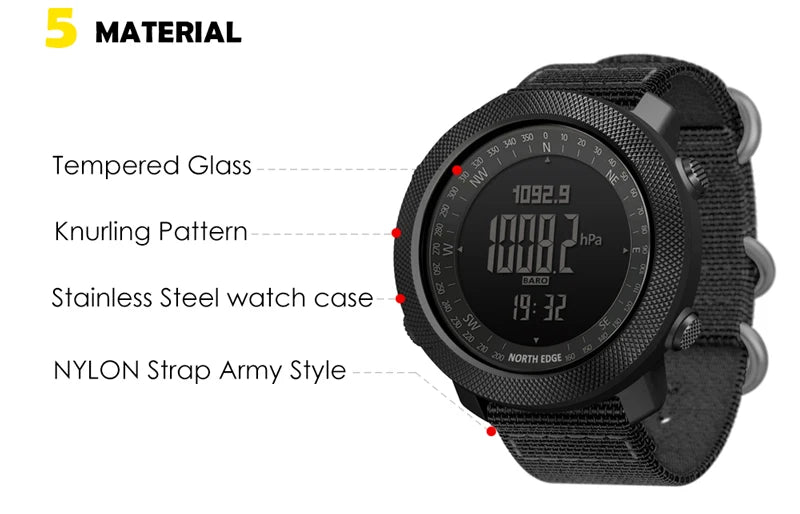 NORTH EDGE Sportuhr – Militär GPS-Uhr für Outdoor & Sport