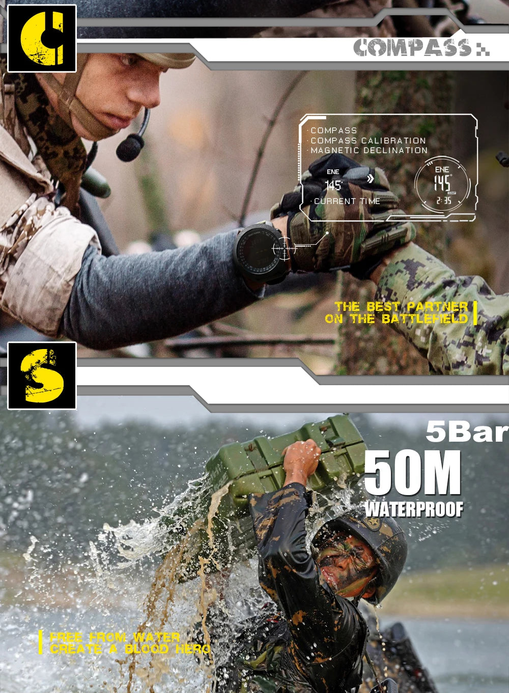 NORTH EDGE Sportuhr – Militär GPS-Uhr für Outdoor & Sport